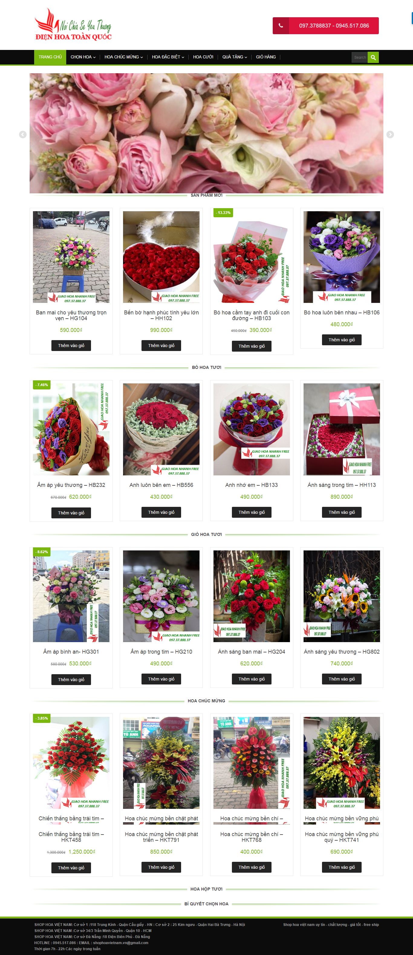 Thiết kế website shop hoa Việt Nam đẹp, chuyên nghiệp chuẩn SEO